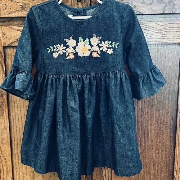 Bonnie Jean | Dresses | Bonnie Jean Girls Embroidered Floral Chambray  Summer Dress Girls Size 6 | Poshmark